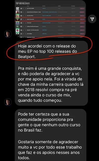 Aluno acordou com o EP dele no top 100 releases do Beatport e conta que a virada da carreira começou no curso de mix.