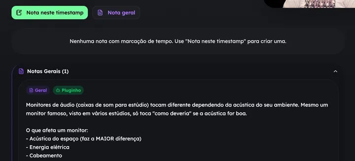 Sala de aula — Anota no ponto exato da aula